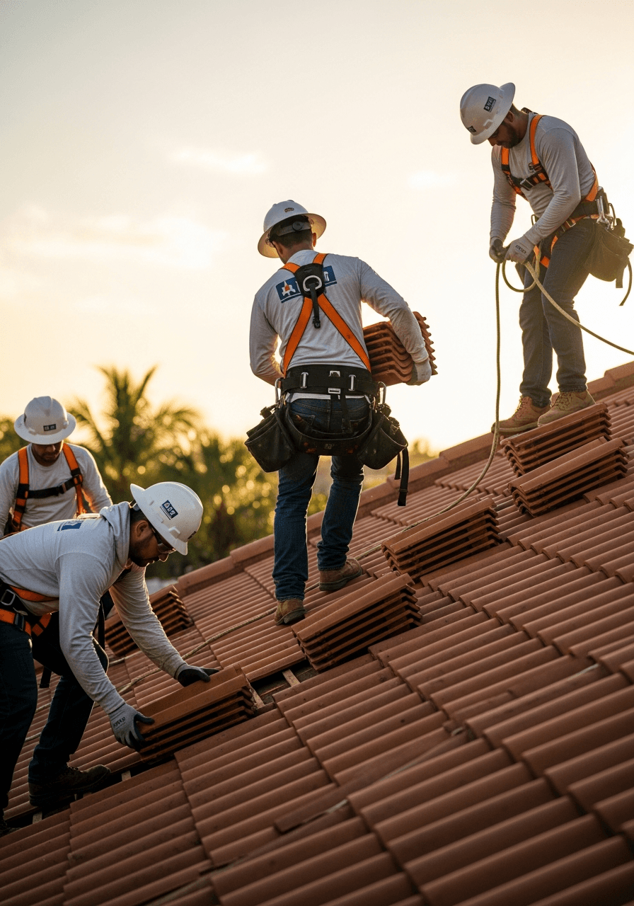 FSRS crew on a tile install
